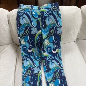 T Tahari Blue and Green Ankle Pants